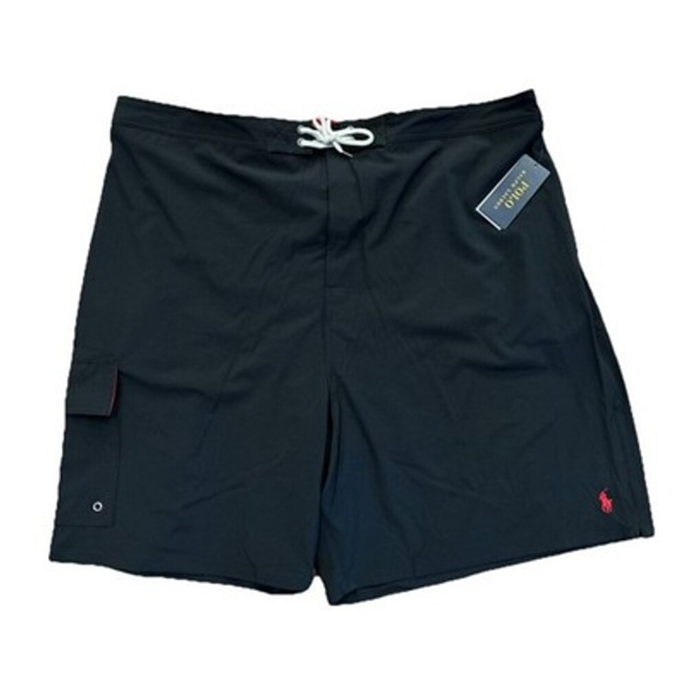 NWT Polo Ralph Lauren Men 4XB Kailua Board Shorts Swim Trunks Red Pony Black 9"